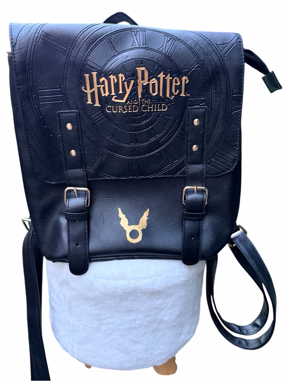 HARRY POTTER And The Cursed Child Black Gold Adjustable Medium Backpack NEW